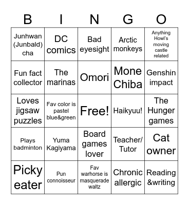 Leaf Bingo Card