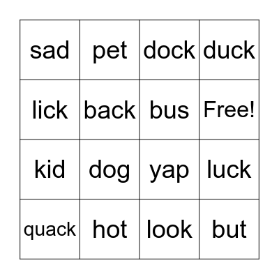 Rex the Dog Bingo Card