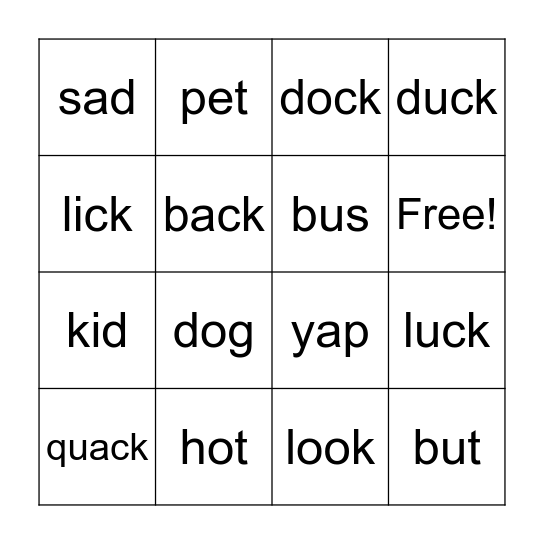Rex the Dog Bingo Card
