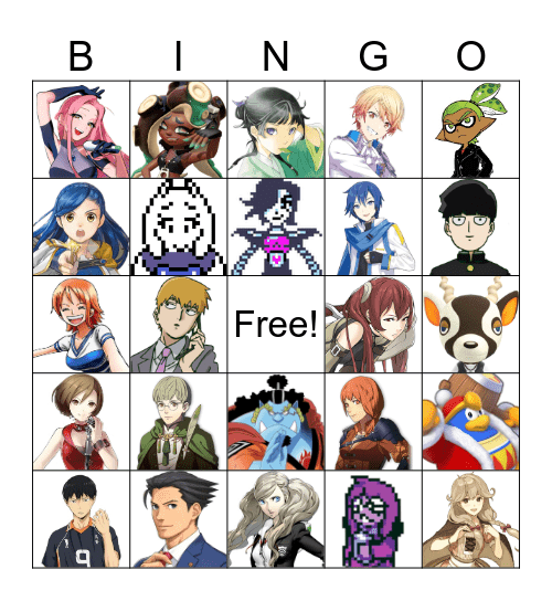 Fave Characters Bingo Card
