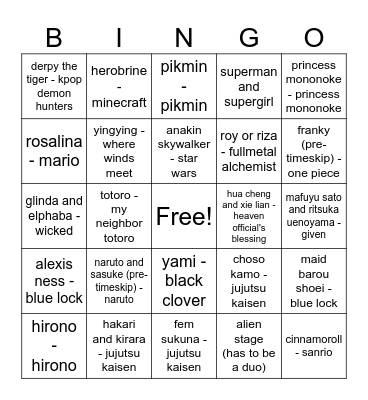 KEI AND AI Bingo Card