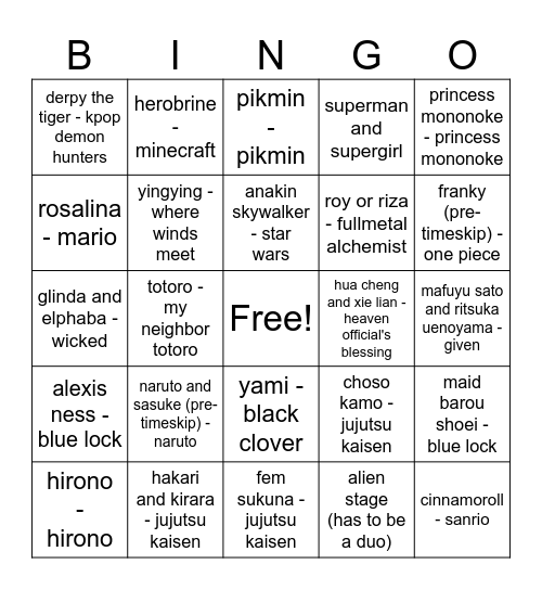 KEI AND AI Bingo Card