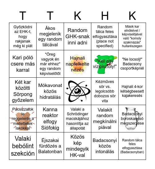 EHK Tábor 2026 - TTK HK bingó Bingo Card