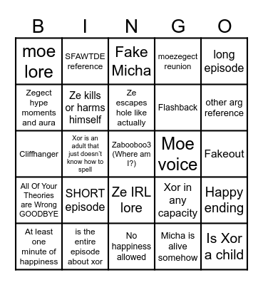 AREEGCT Bingo Card
