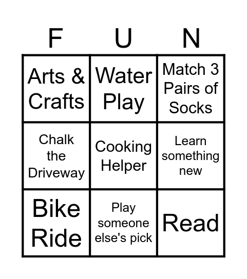 Summer Bingo Card