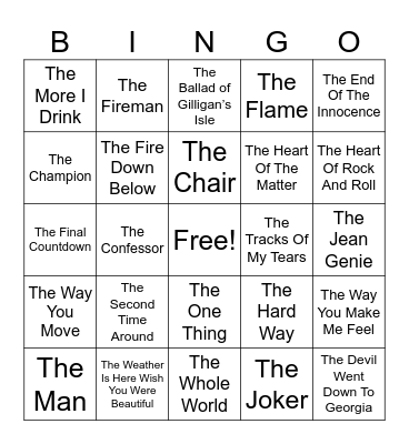 "THE" MUSIC Bingo Card