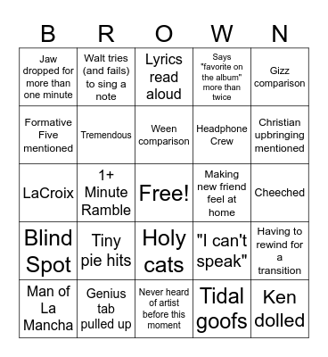Walterooski Bingo Card
