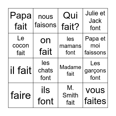 faire Bingo Card