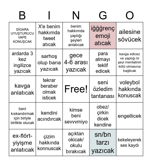 topragı engellemece Bingo Card