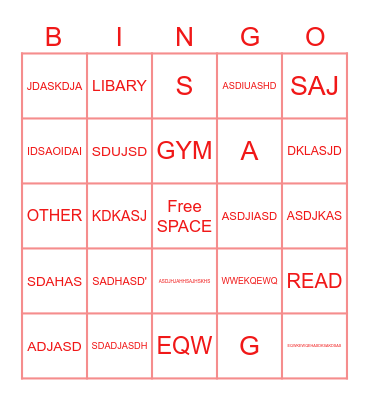 ALL ABOUT SCHOOL Bingo Card
