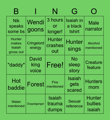 Creep my Cast July 12 Bingo Card