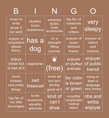 lex bingo Card