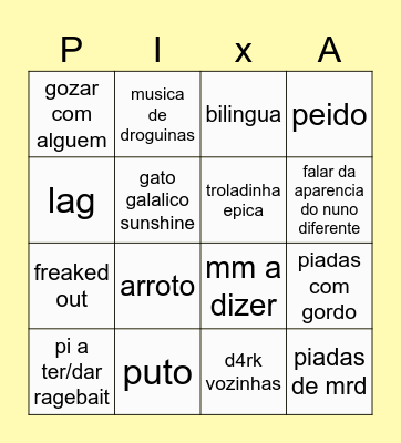 bingo q ficas a bater mal Bingo Card