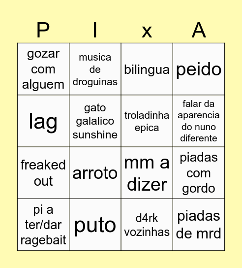 bingo q ficas a bater mal Bingo Card