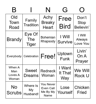 SING ALONG MUSIC Bingo Card