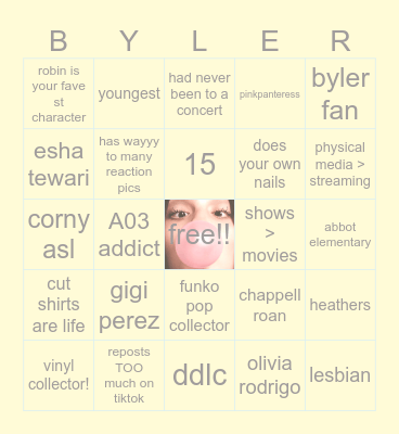my bingo board!! Bingo Card