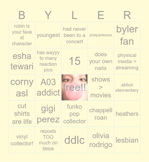 my bingo board!! Bingo Card