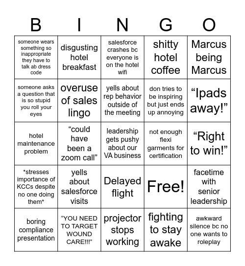 TCMD Refinement Bingo Card