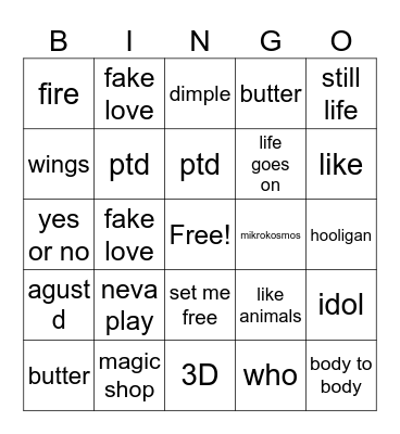 TABLA 1 Bingo Card