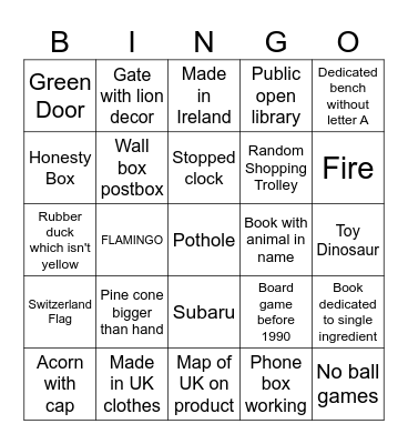 Embarrassing Bingo Card