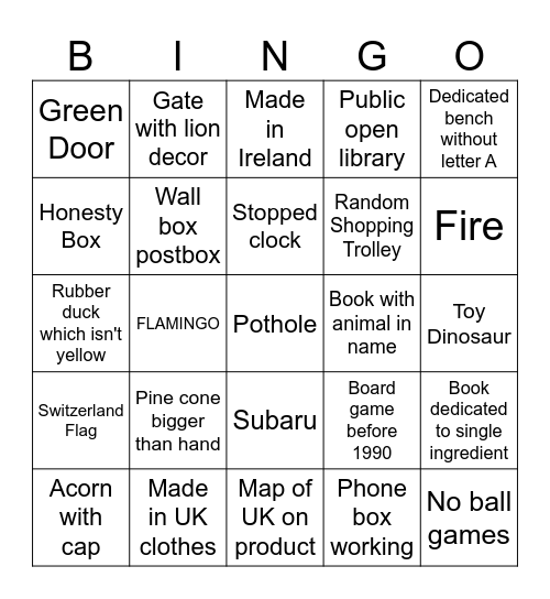 Embarrassing Bingo Card