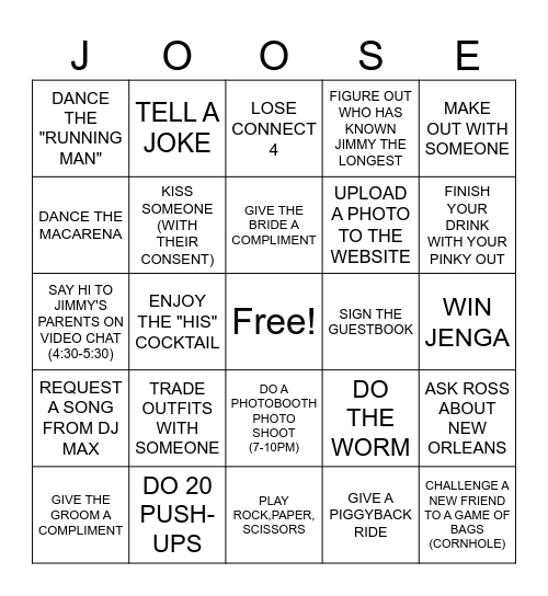 JOOSE 2026 Bingo Card
