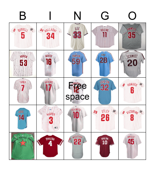 Phillies Bingo Card