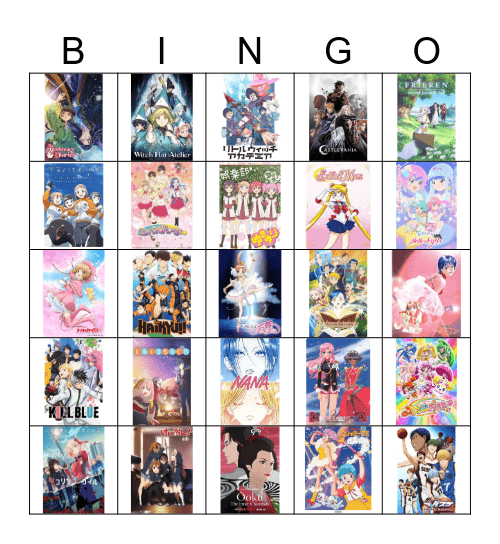 Animes Bingo Card