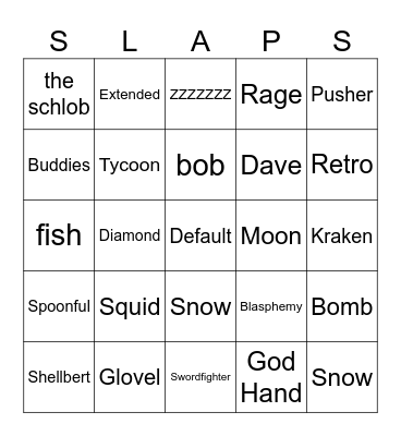 Slap Battles Bingo 2.0 Bingo Card
