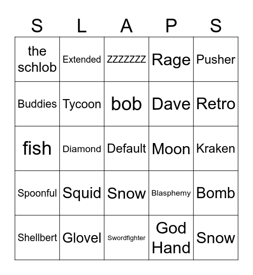Slap Battles Bingo 2.0 Bingo Card