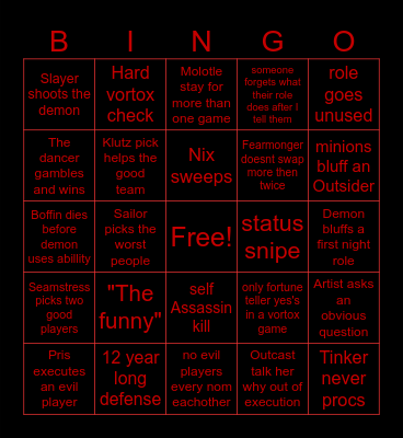 Mires of Misery Bingo Card