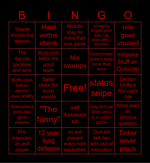 Mires of Misery Bingo Card