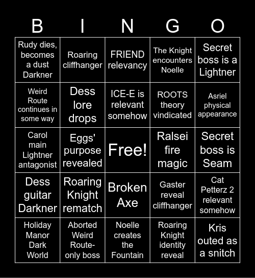 DELTARUNE CHAPTER 6 Bingo Card