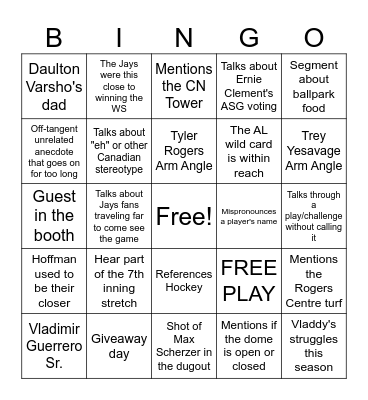 Away Stream Bingo Card