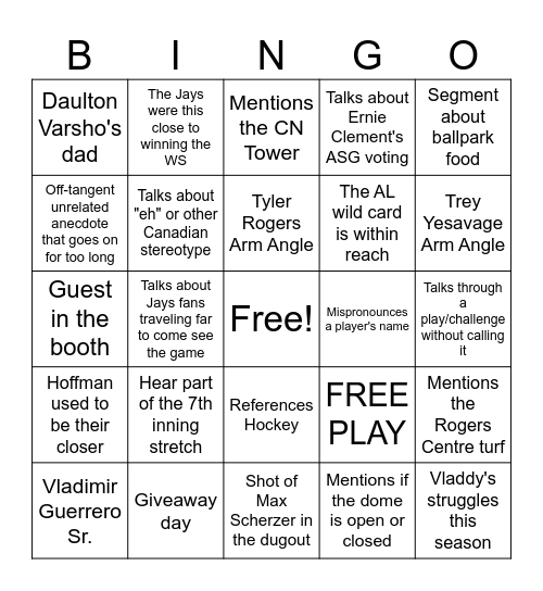 Away Stream Bingo Card