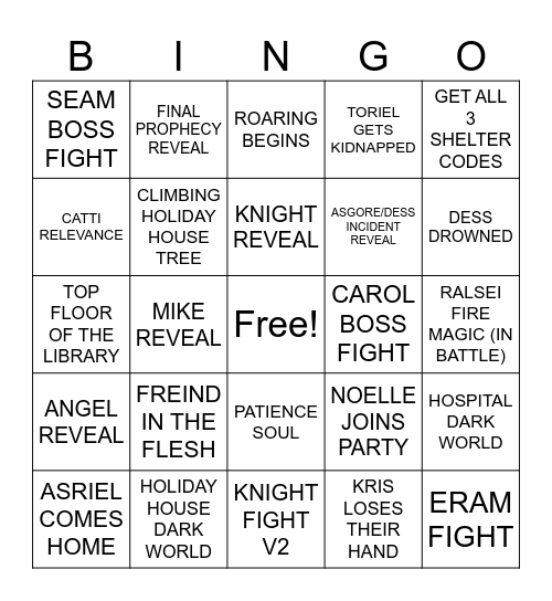 DELTARUNE CHAPTER 6 BINGO Card