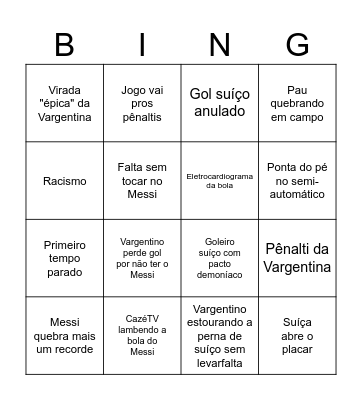 Bingo Vargentino Bingo Card