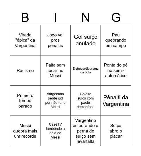 Bingo Vargentino Bingo Card