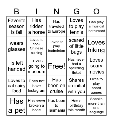 人民公园相亲群交友会 Bingo Card