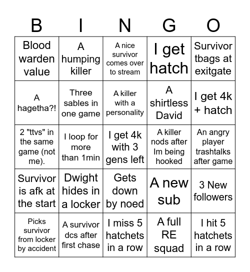 <Sebbes DBD Bingo July 2026> Bingo Card