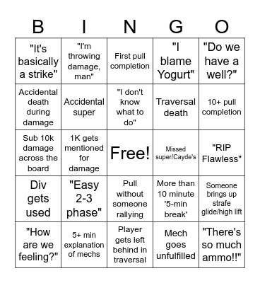 D2 RaD Bingo Card