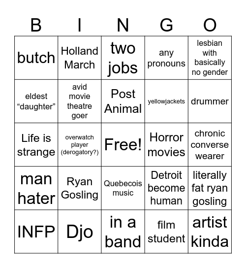 dykelandgrace bingo Card