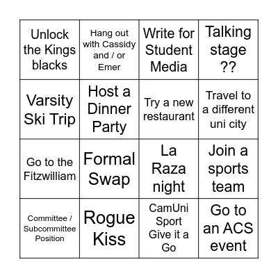 MICHAELMAS 2026 BINGO Card