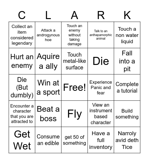 Chaos Bingo Card