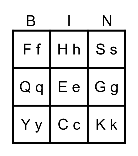 ABC BINGO Card