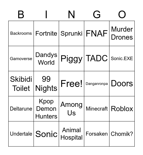 Fandom Movie Bingo Card