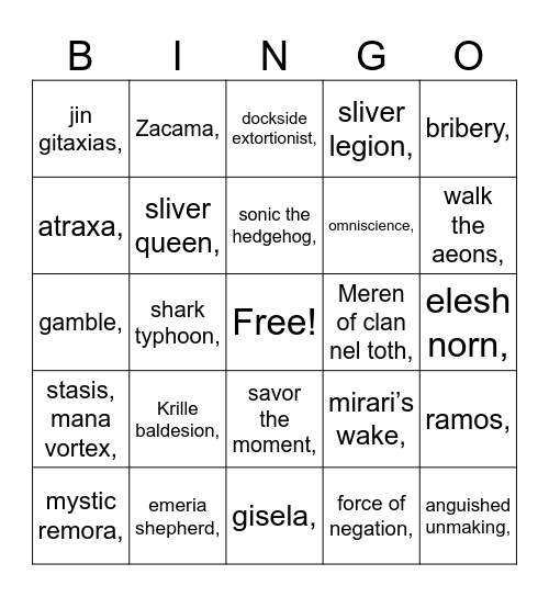 proxy bingo Card