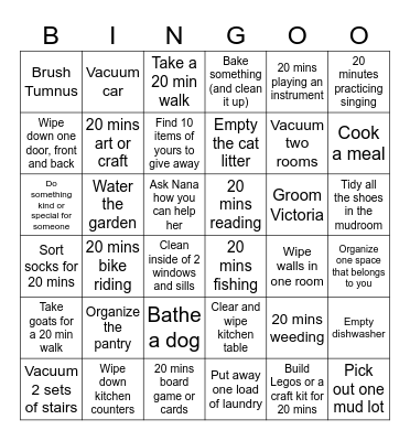 Summer Fun Bingo Card