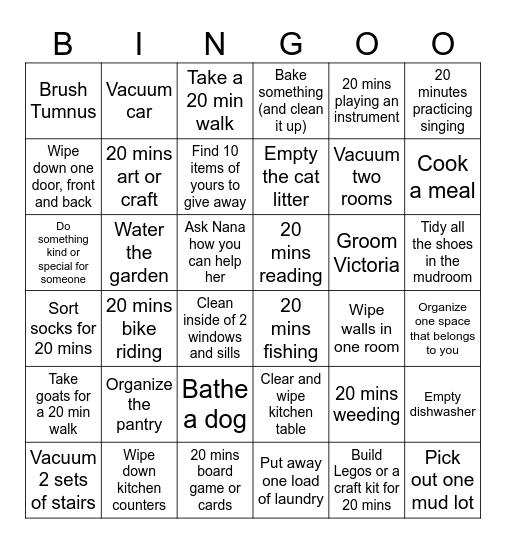Summer Fun Bingo Card