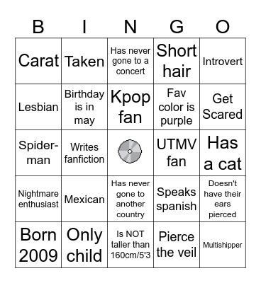 Alex's Bingo Card